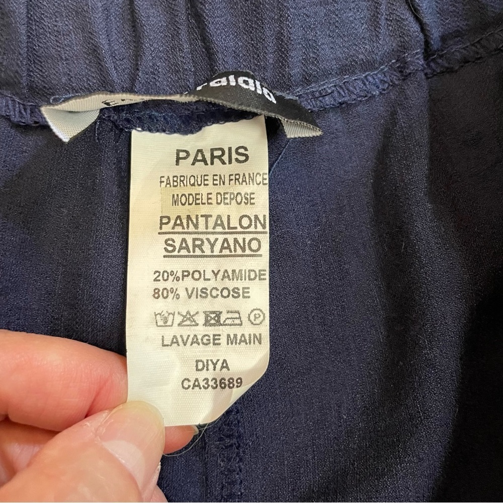 Eva Tralala Viscose Blue Crop Pants Made in France Size L - Picture 7 of 9